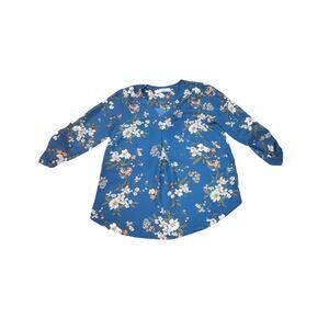 Full Moon Maternity Blue Floral 3/4‎ Sleeve Blouse S 3/4 Sleeve Boho Whimsygoth